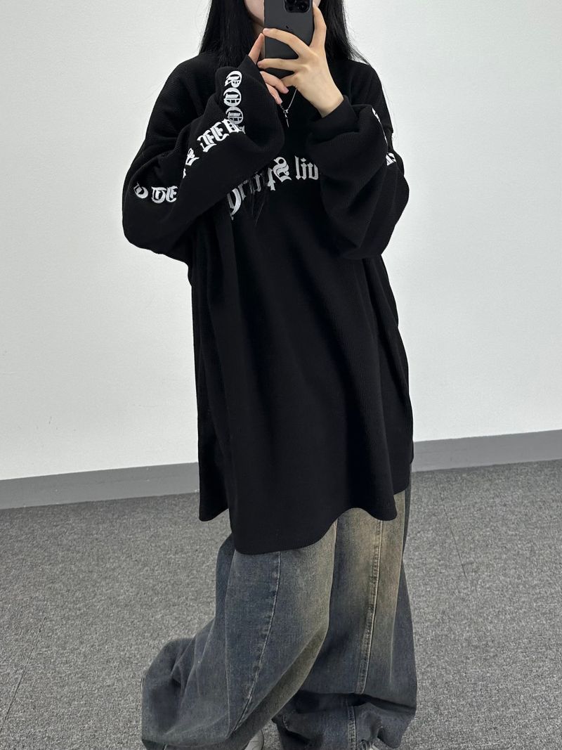 waffle lettering long sleeve