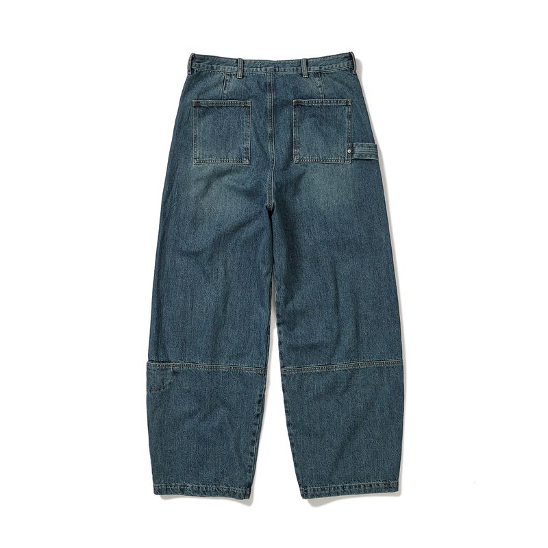 Sack denim pants / Moss blue