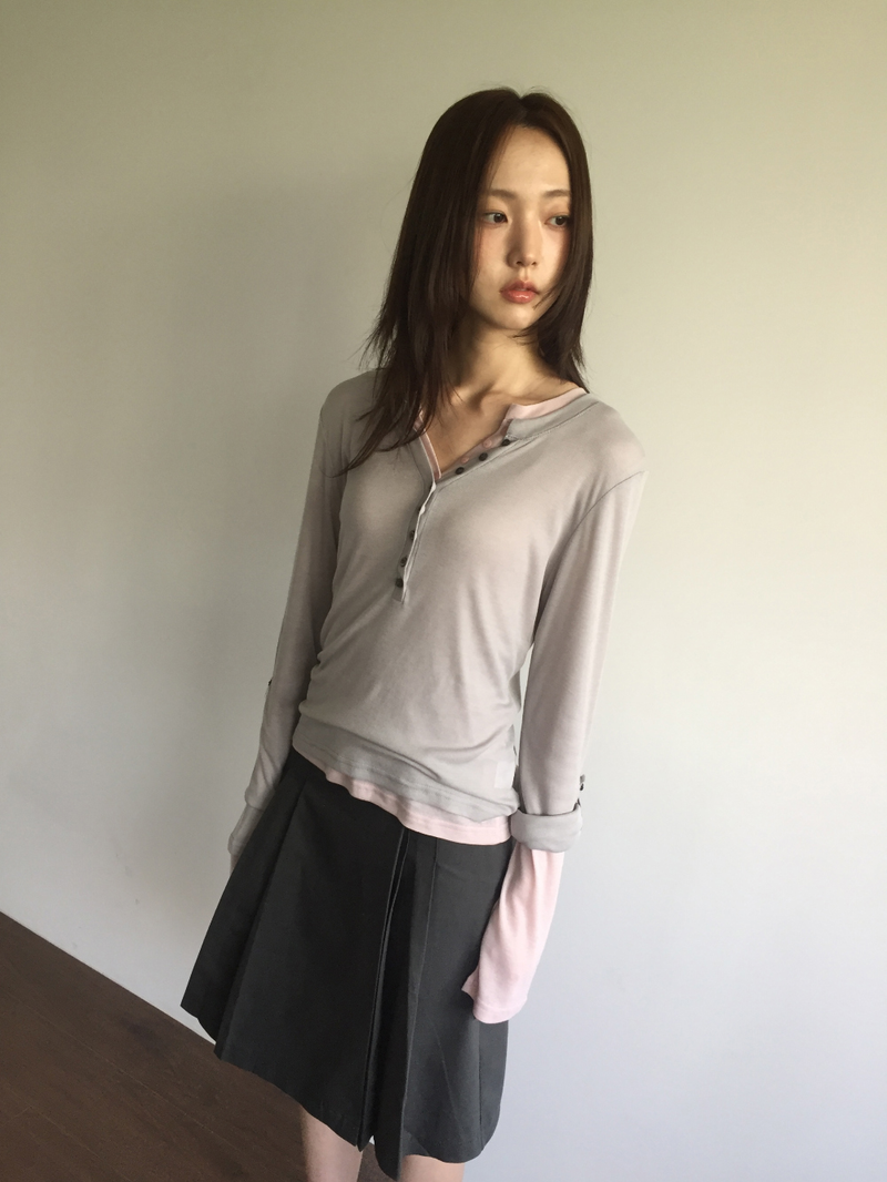 Fold wrap midi skirt (2color)