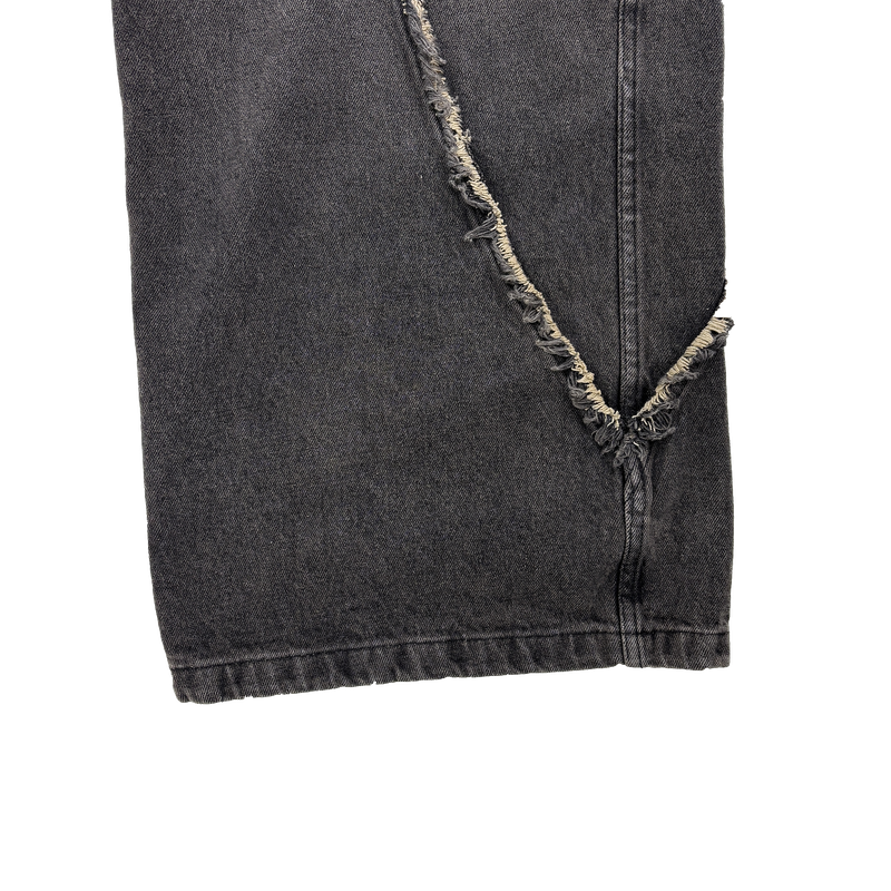 flow cut-off denim pants
