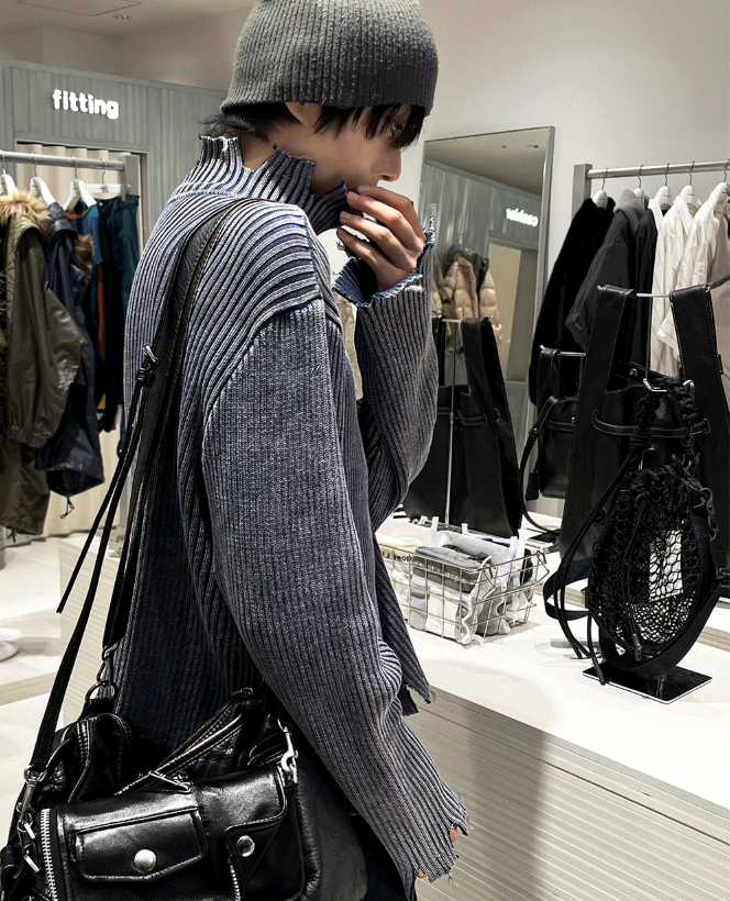 COSYHARU(コシハル)の「Vintage Damage Two-Way Knit Zip-Up(Tops)」