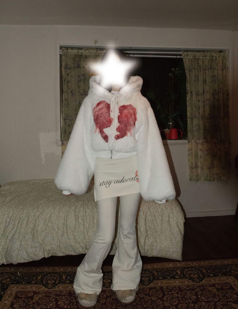 Broken Heart Fluffy Hooded Jacket