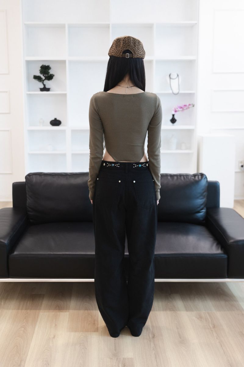 [Sepia] Stud cotton pants
