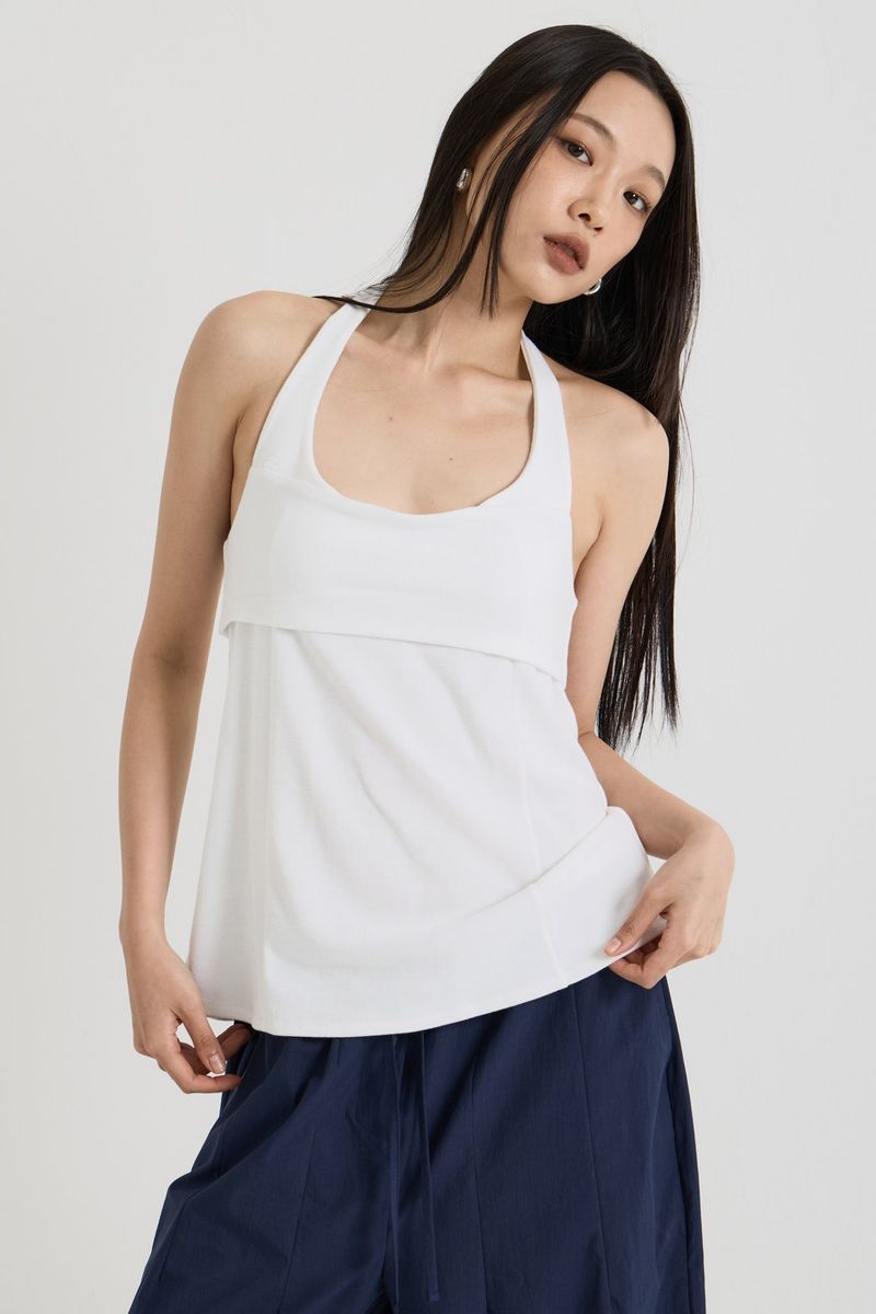 Halterneck sleeveless, White