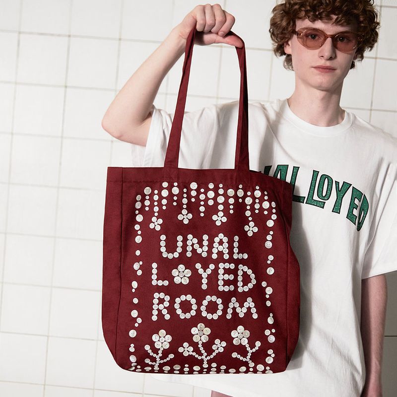 UNALLOYED（アナロイド）の「BUTTON LOGO ECO BAG / BURGUNDY（Bags）」