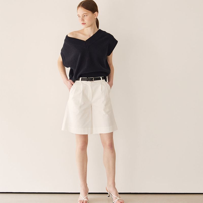 Crumble v-neck vest_dark navy