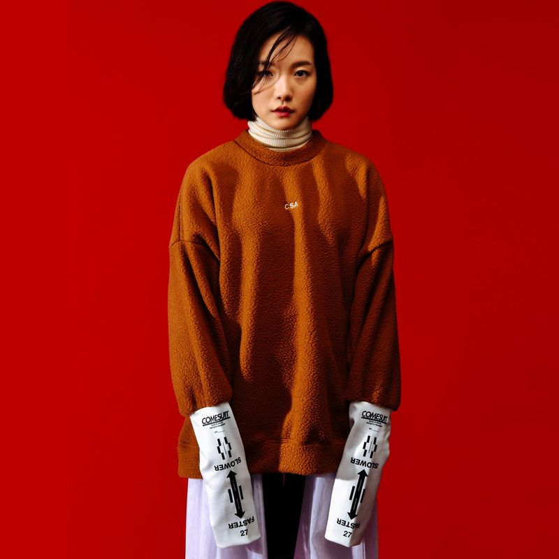 アームアーマーフリースプルオーバー[UNISEX] Arm-Warmer Fleece Pullover (Brown)