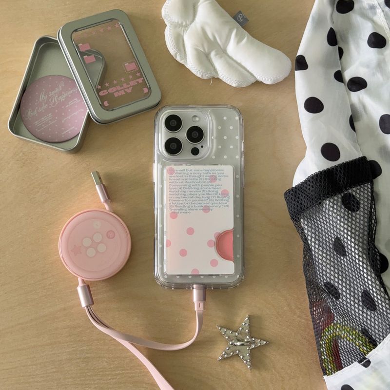 (MagSafe) dot case + Dot text pink card zip set