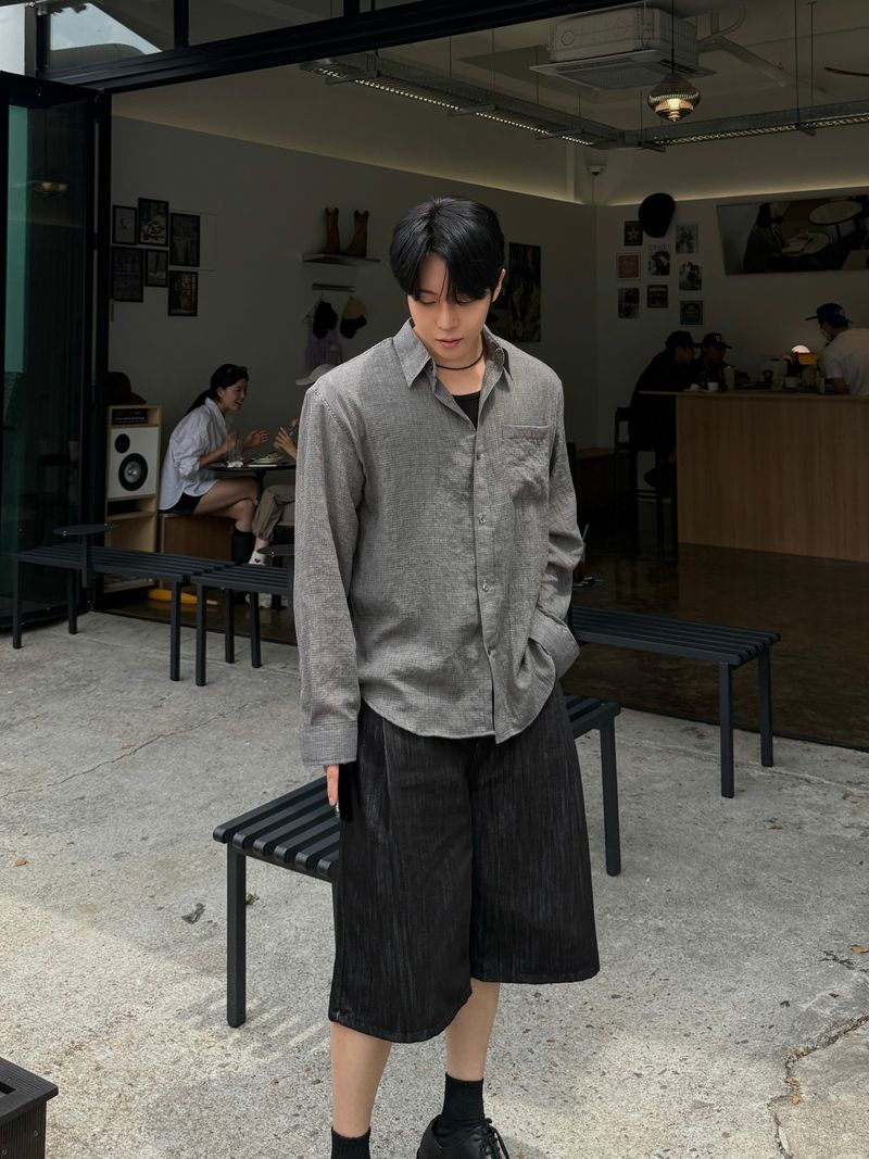 Mist checkered long sleeve shirt