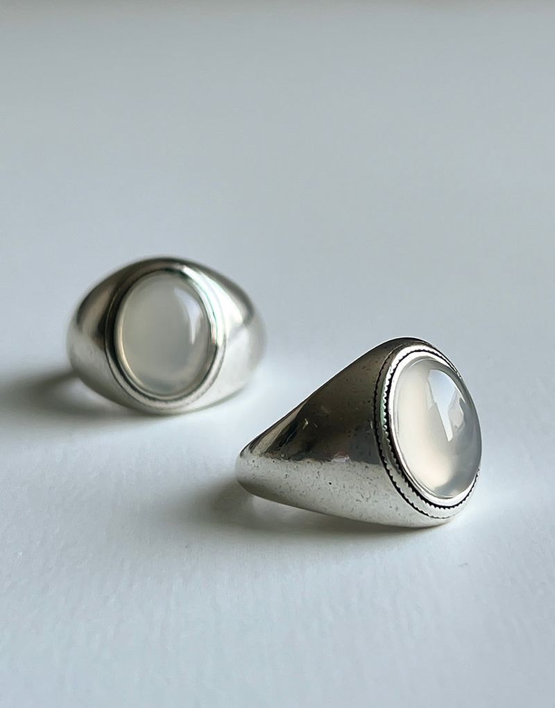 Gray onyx open ring