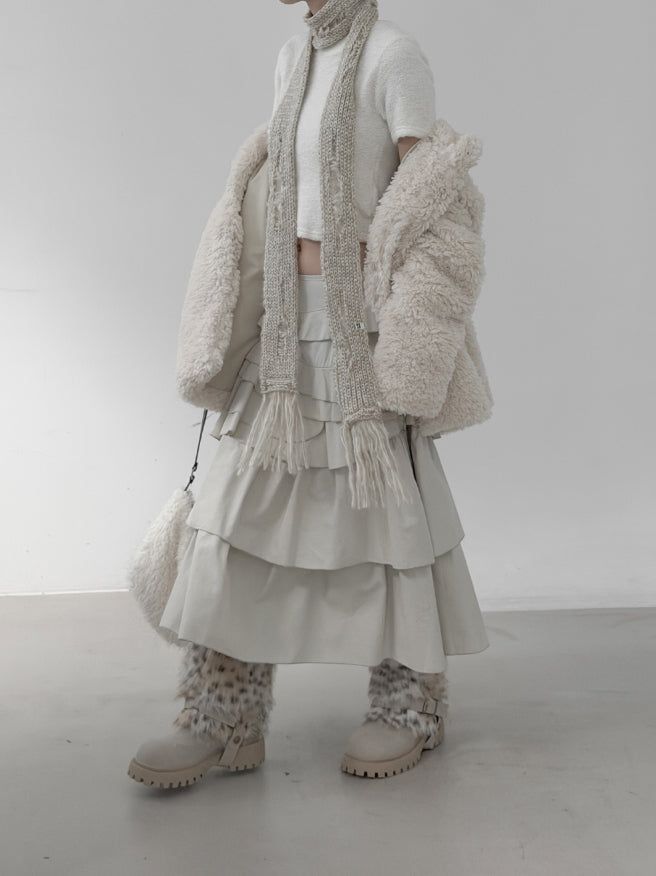 Anple Unbalanced Frill Tiered Skirt