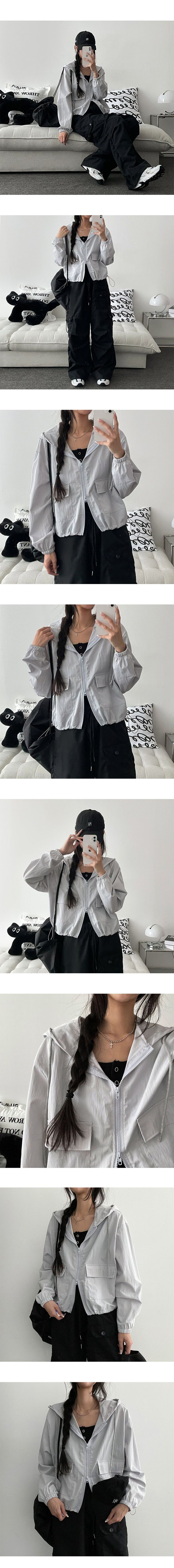 Windy Two-Way Big Pocket Hooded Windbreaker