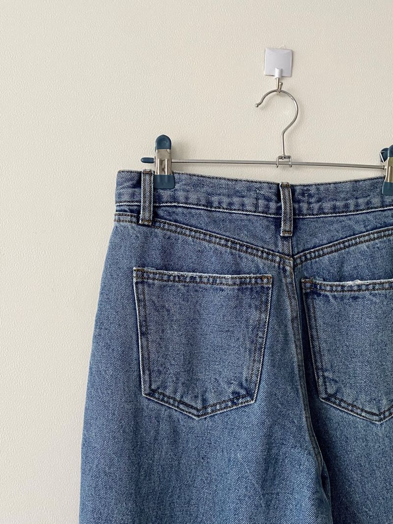 Damage cutting wide denim pants