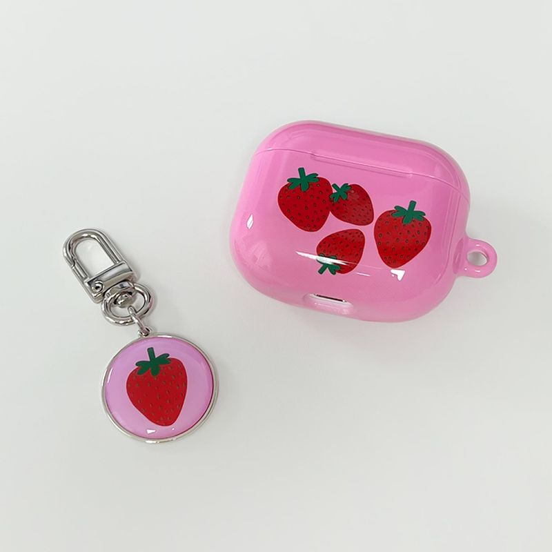 strawberry epoxy keyring(pink)