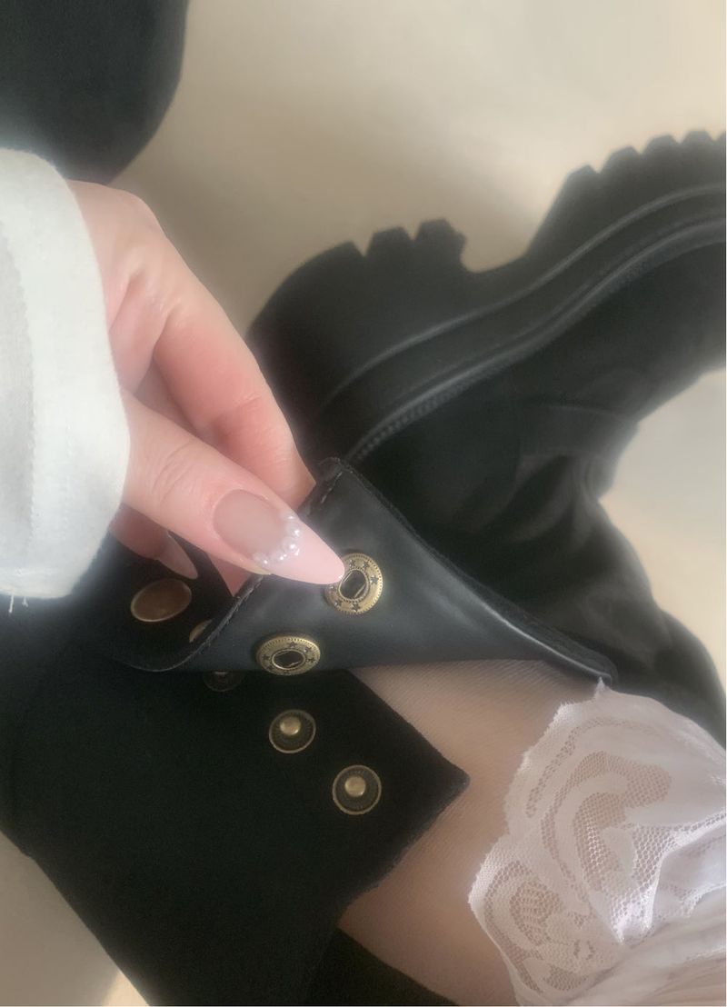 Dion Suede Buckle Long Boots (black)