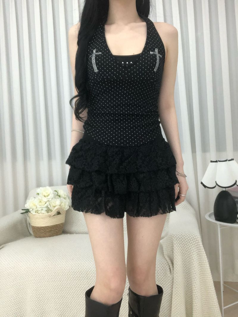 Cubic Cross Dot Halter Top