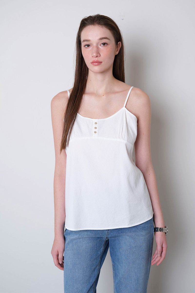 Pin Stripe Sleeveless_White
