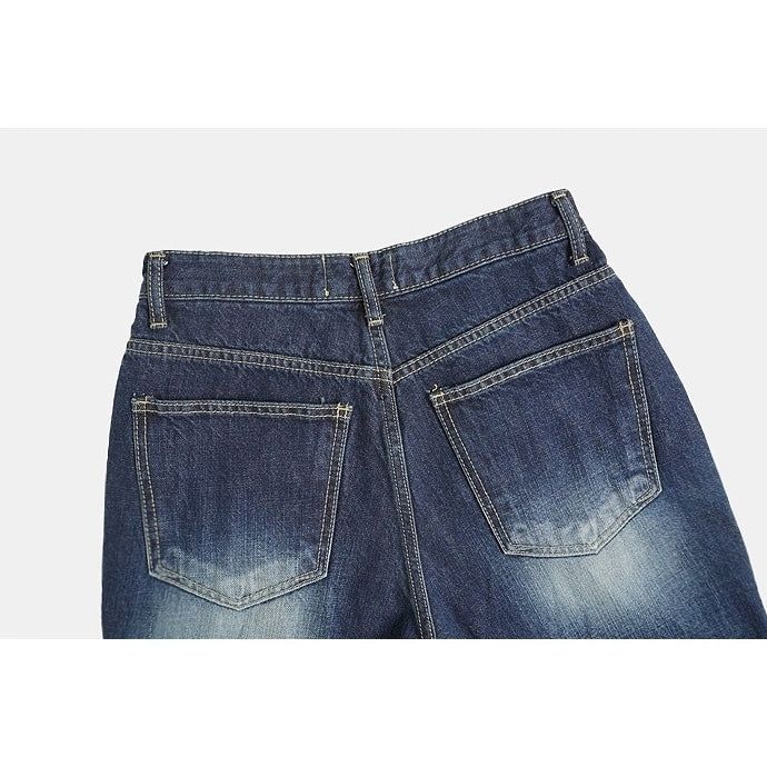 Deep Indigo Washing Semi Wide Denim Pants