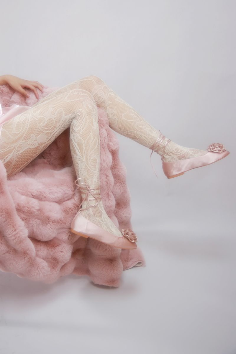 leaf lace pattern tights (cream)