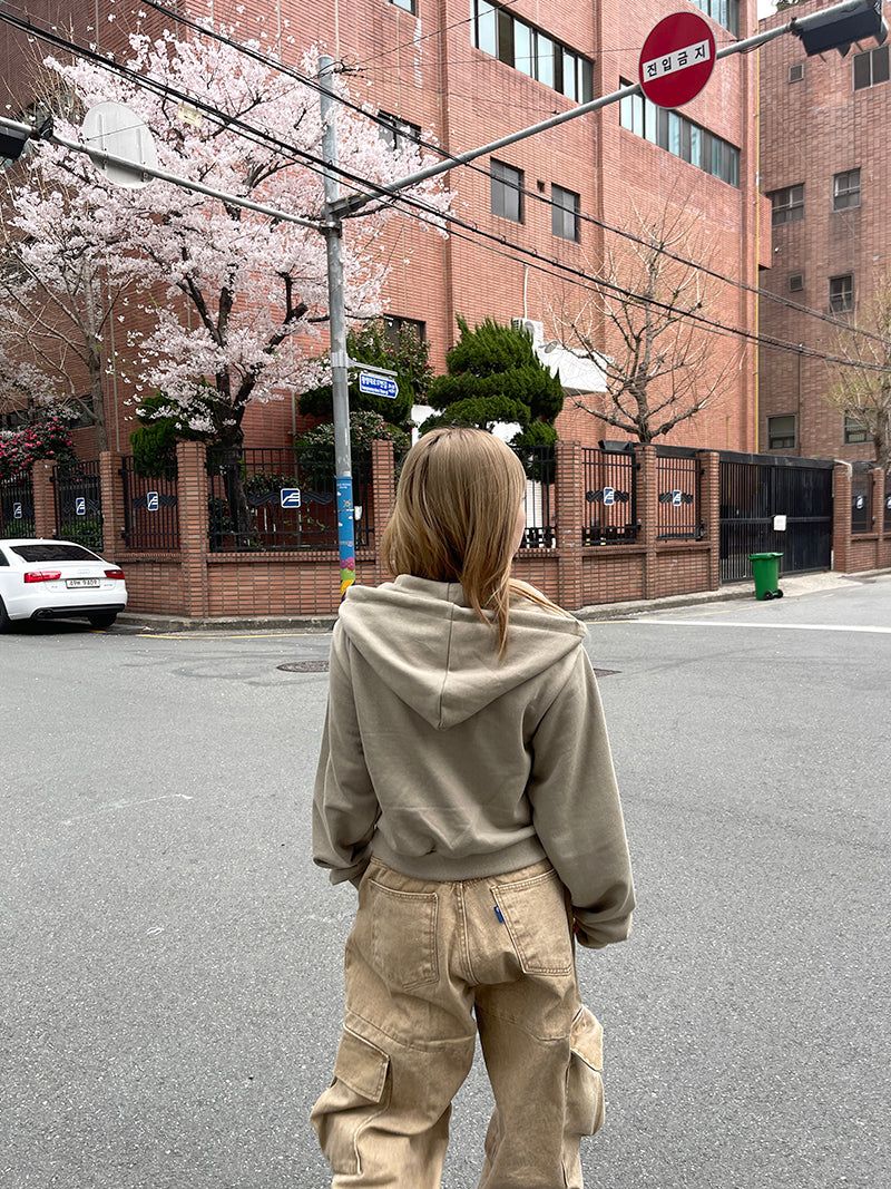 Ding denim slit wide cargo pants