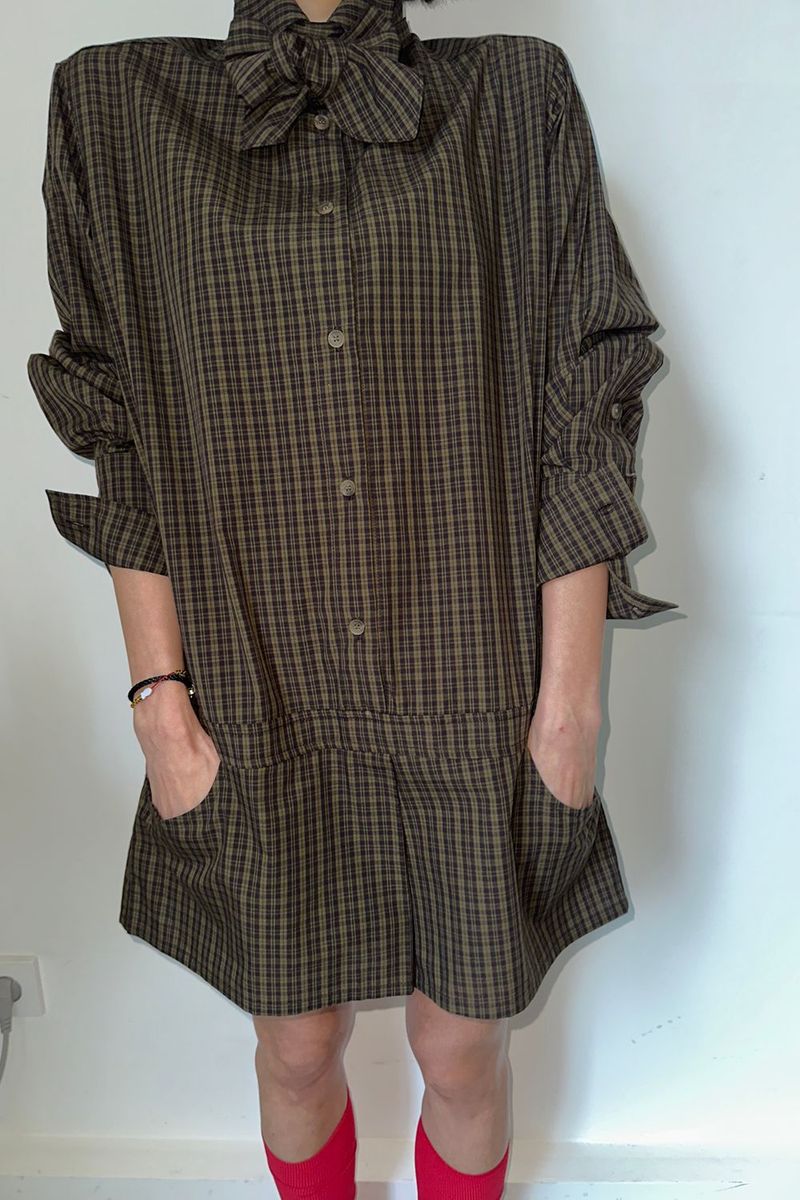 LOW LINE CHECK JUMPSUIT_BROWN
