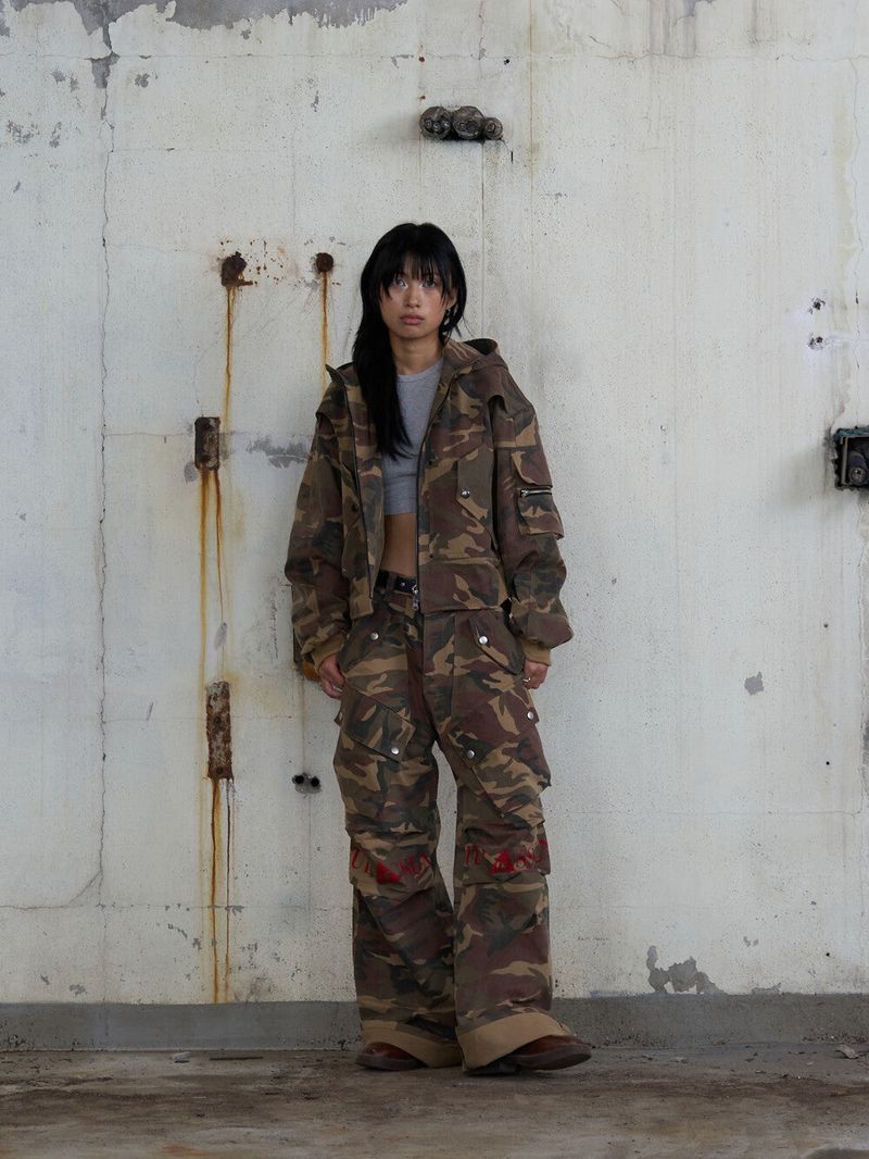Ghost In The Shell Logo Denim Cargo Pants (Camo)