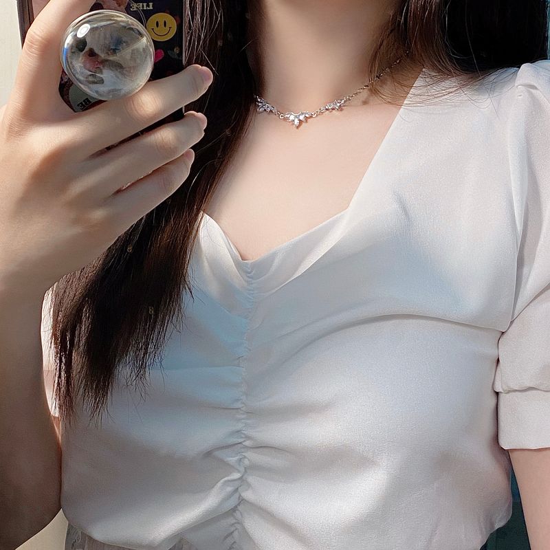 crystal crown heart chain necklace