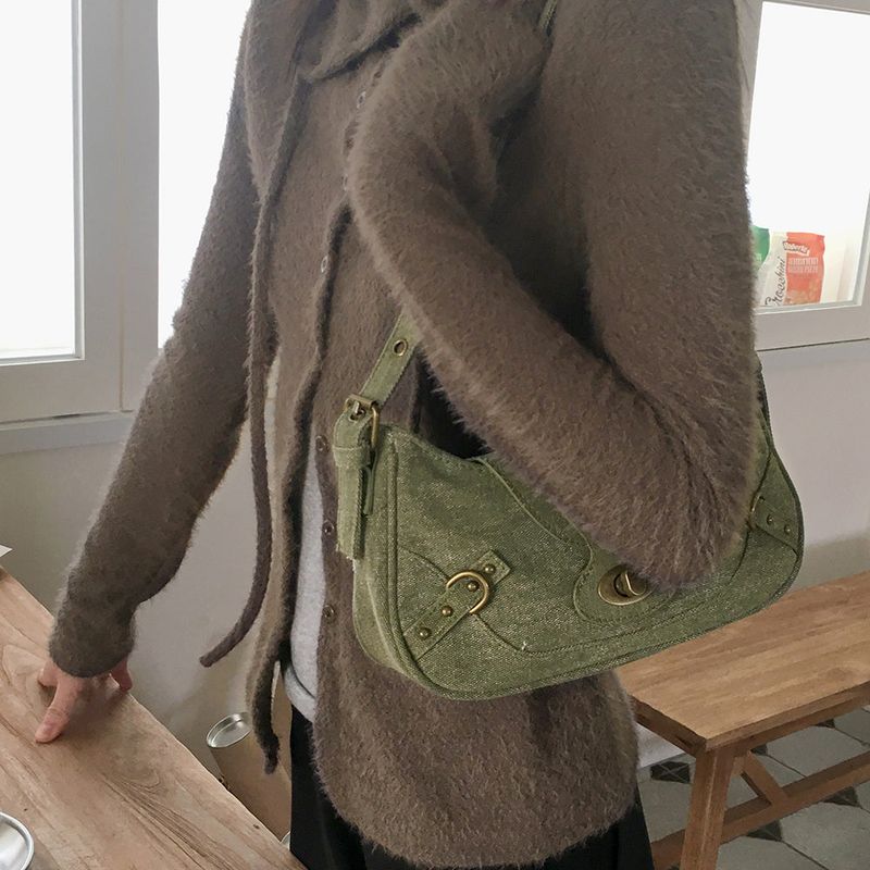 Binbe Vintage Washing Green Shoulder Bag