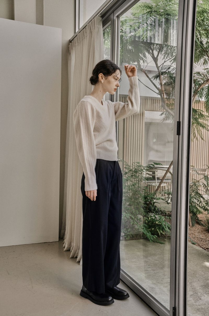 TUCK TWILL PANTS_NAVY