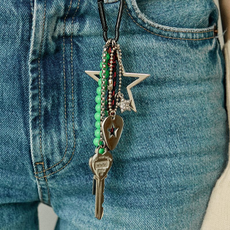 Logo Key Star Pick Neon Beads Keyring