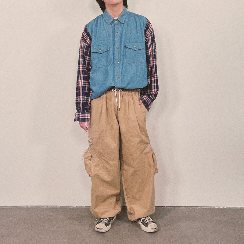 check block denim shirt_blue