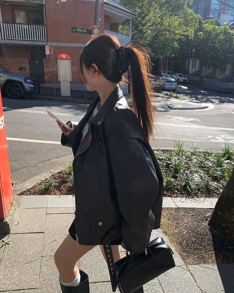 [ORIGINAL] Burning Rider Oversized Leather Jacket