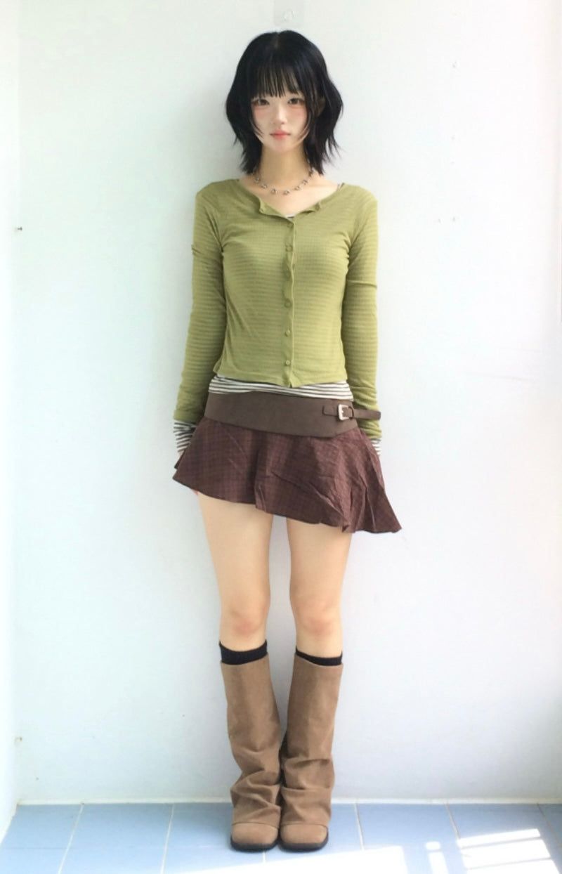 Hazel unbalanced checkered skirt
