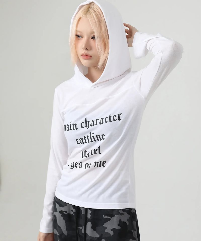 cattline（カトリーヌ）の「レタリング フード ロングスリーブ（トップス）」