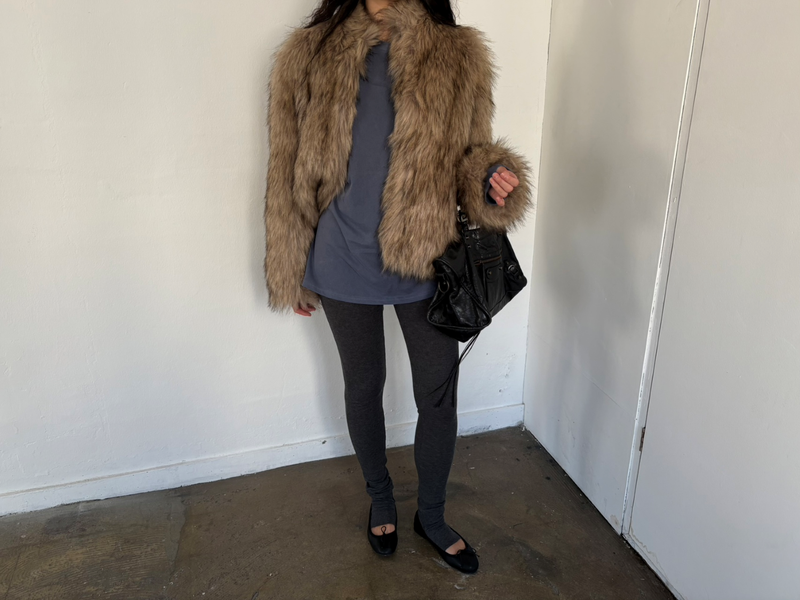 Clef hairy fur jacket