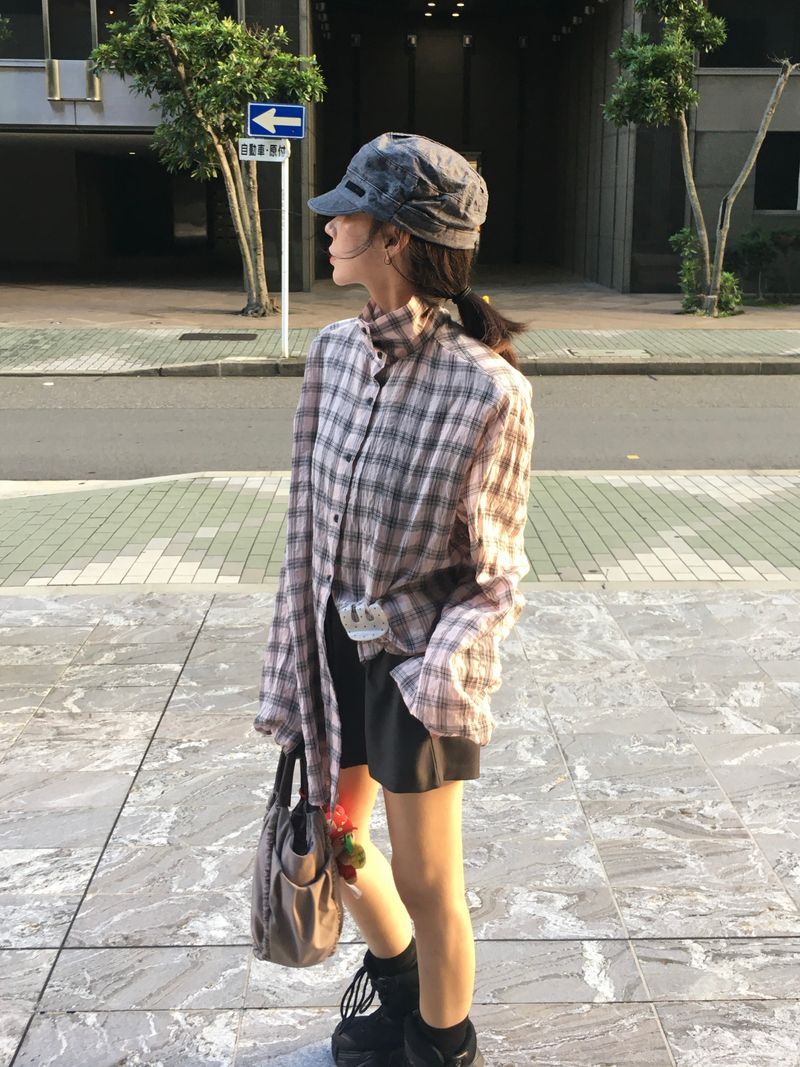 RITCORE（リットコア）の「ハイパー ハイネック オーバー チェック シャツ(2c)（トップス）」