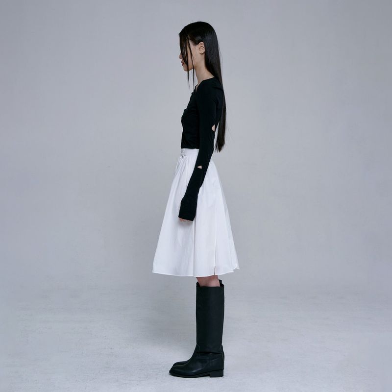 SLIT MIDI SKIRT(WHITE)