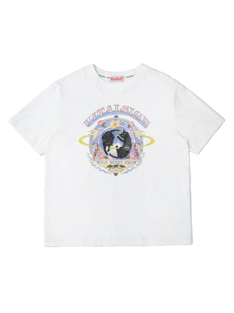 VITALSIGN(バイタルサイン)の「Black Cat Flower T-shirt(Tops)」