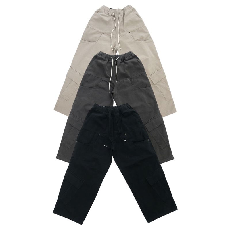 Wide Peach-Finish Utility Pocket Pants