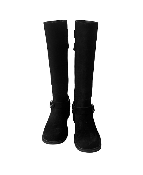 birkin down buckle matte suede boots