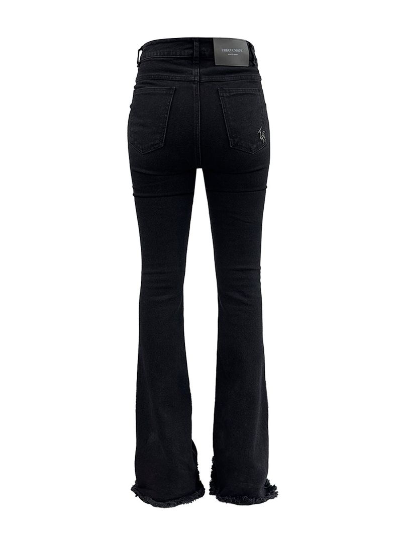 black zipper bootcut denim