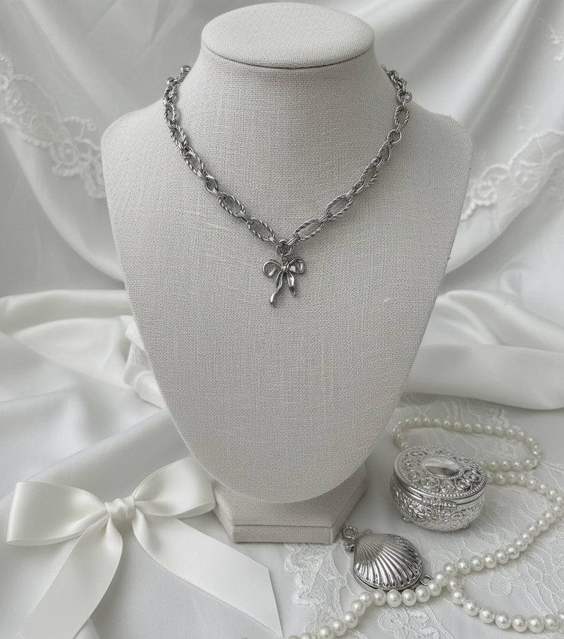aimelbie（アイメルビー）の「[イ・ヨンジ Necklace] バレエリボン ステンレス チェーン チョーカーネックレス（アクセサリー）」