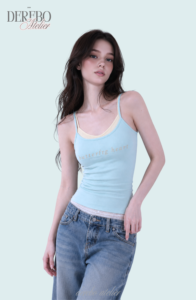 Mint lemon layered sleeveless t-shirt