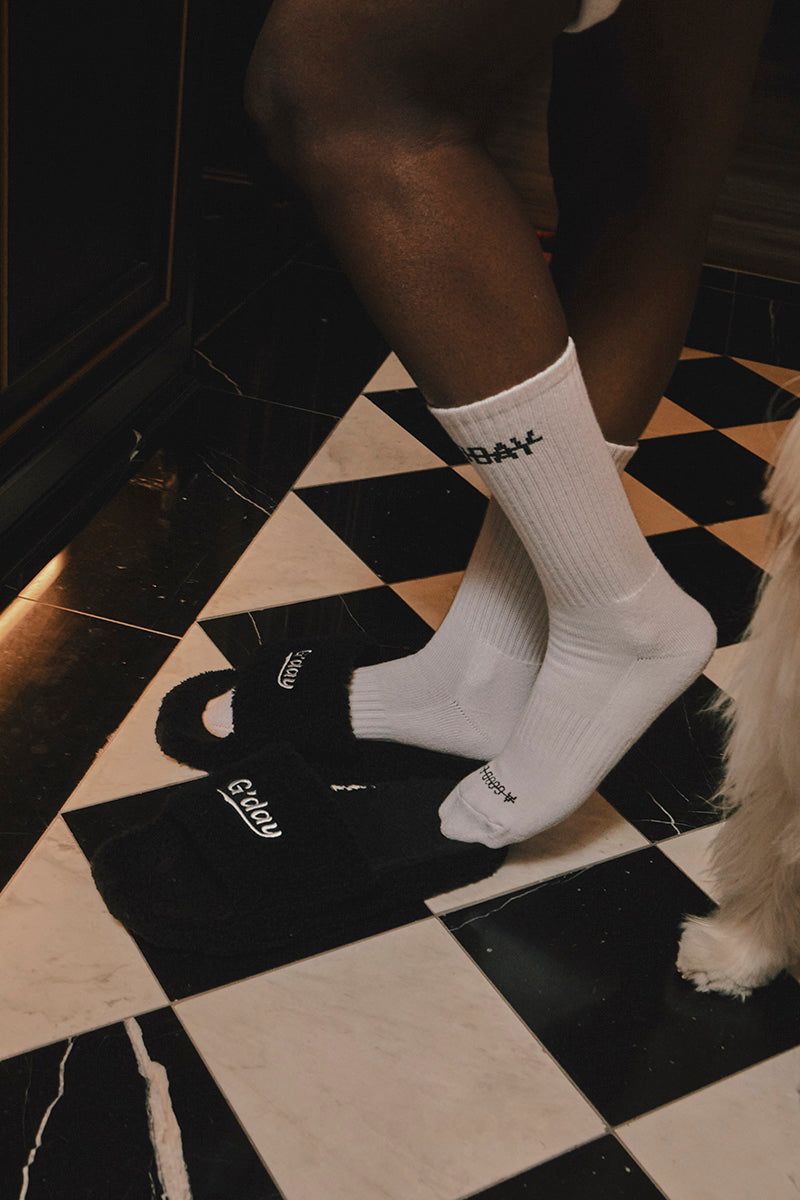G'day furry sandals (black)