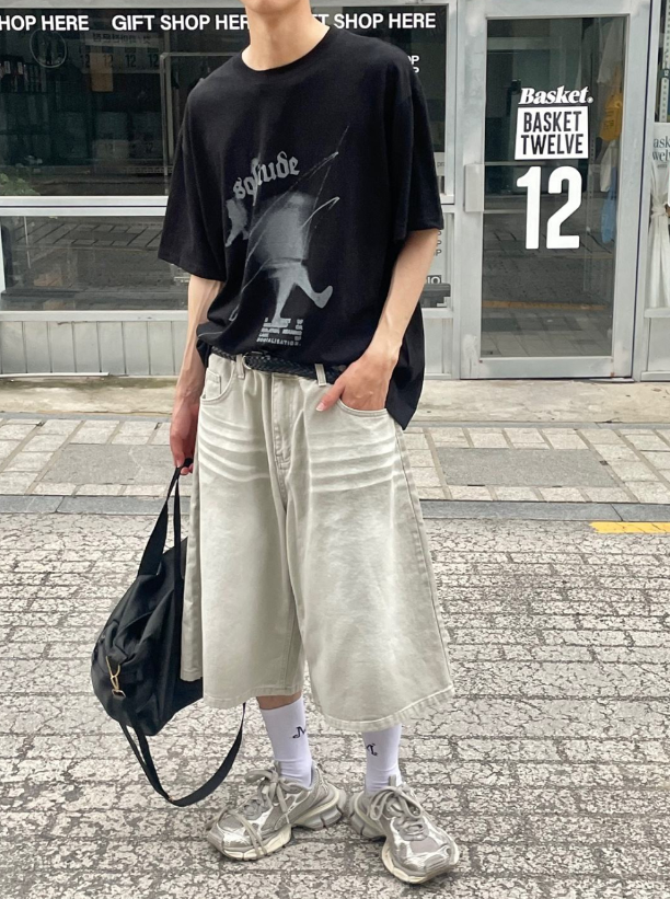 Whiskers bermuda denim pants