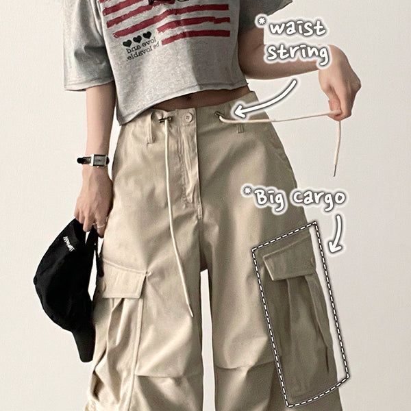 hijjoo（ハイチュー）の「Waist String Parachute Cargo Wide Pants（Pants）」