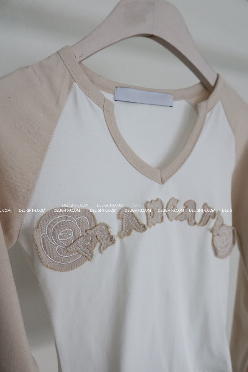 Rose Patch Color Raglan T-shirt