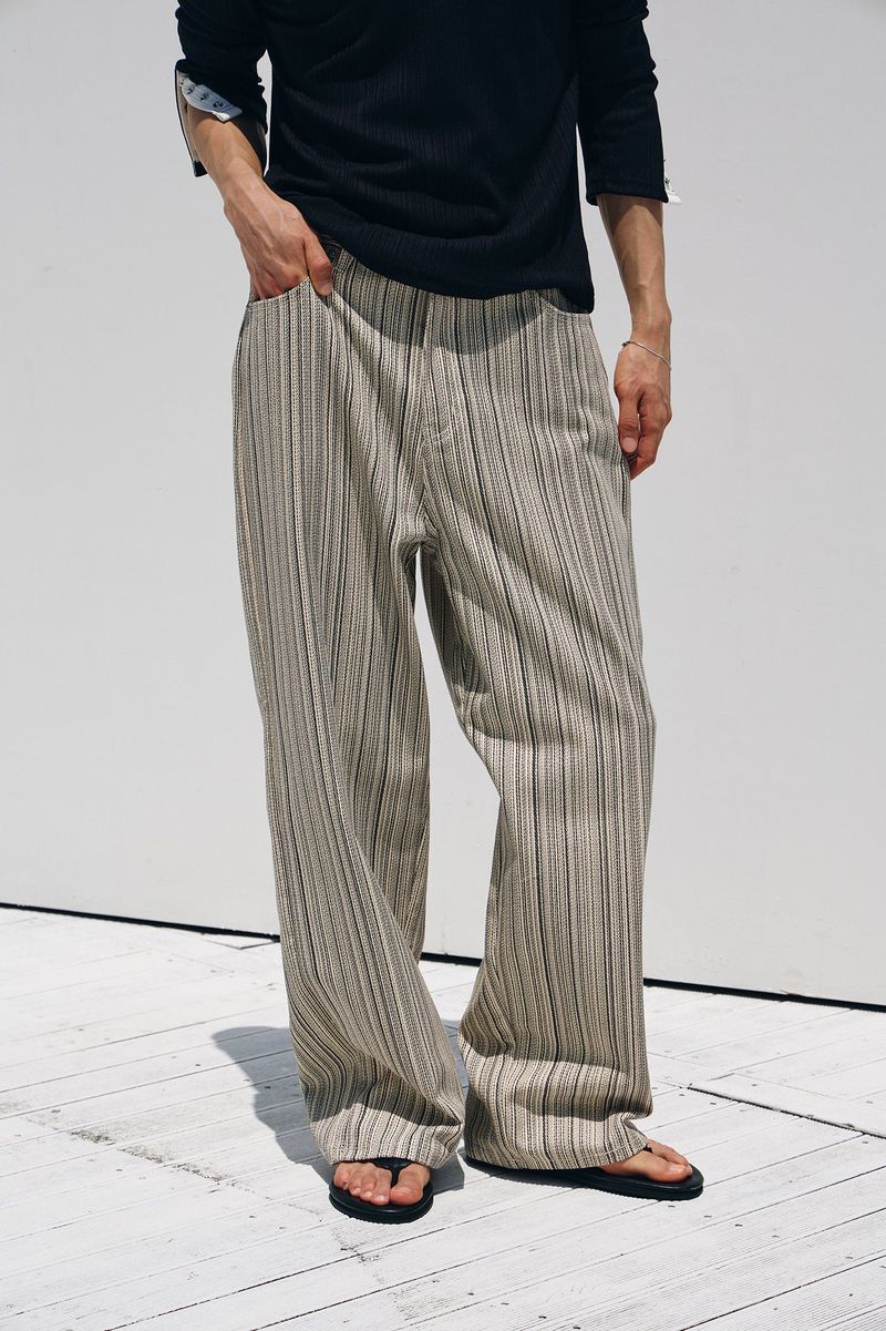 Need stripe wide denim pants(Ivory)