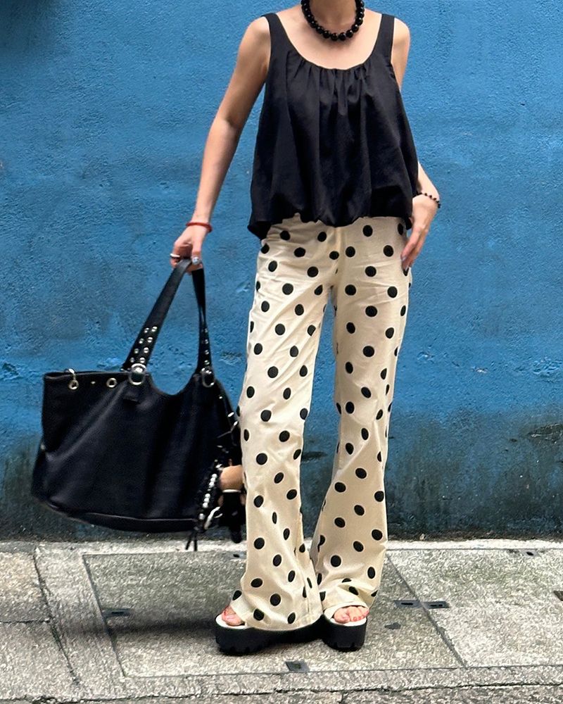 Dot Polka Dot Bootcut Long Pants
