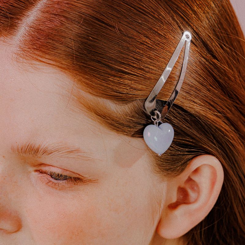 HEART MOTIF HAIR PIN SET (SKY BLUE)